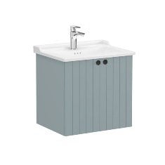 Vitra Root Groove 69278 Lavabo Dolabı, Kapaklı, 60 Cm, Mat Fiyord Yeşili, Klasik Lavabolu